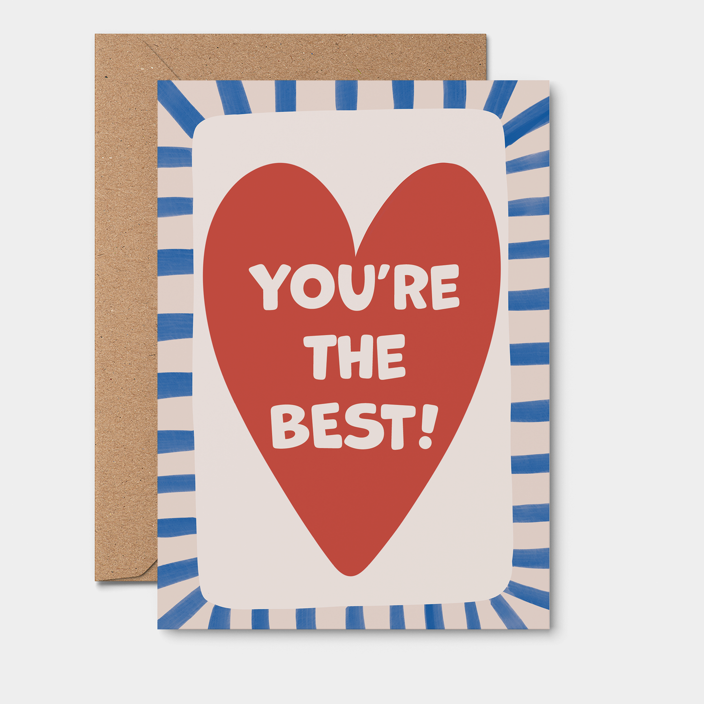 Quokka the Rocker - You’re The Best GREETING CARD. Red Heart, Blue stripes