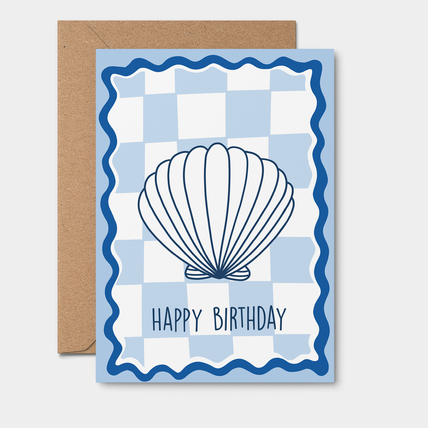 Quokka the Rocker - Happy Birthday GREETING CARD Shell Blue Wavy Checkers