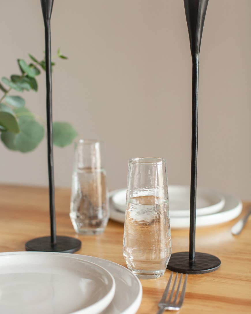 Creative Women Australia - Handblown Hammered Champagne Flutes | Set of 2: Clear