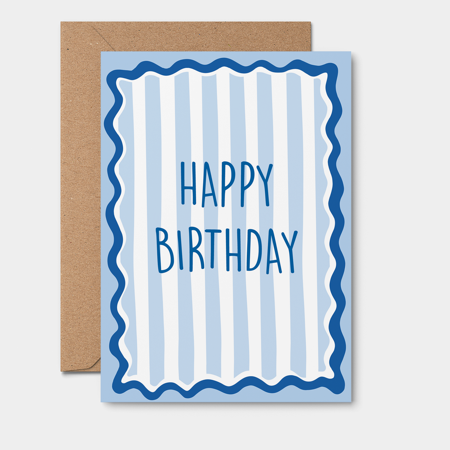 Quokka the Rocker - Happy Birthday GREETING CARD Blue Stripe and Wavy