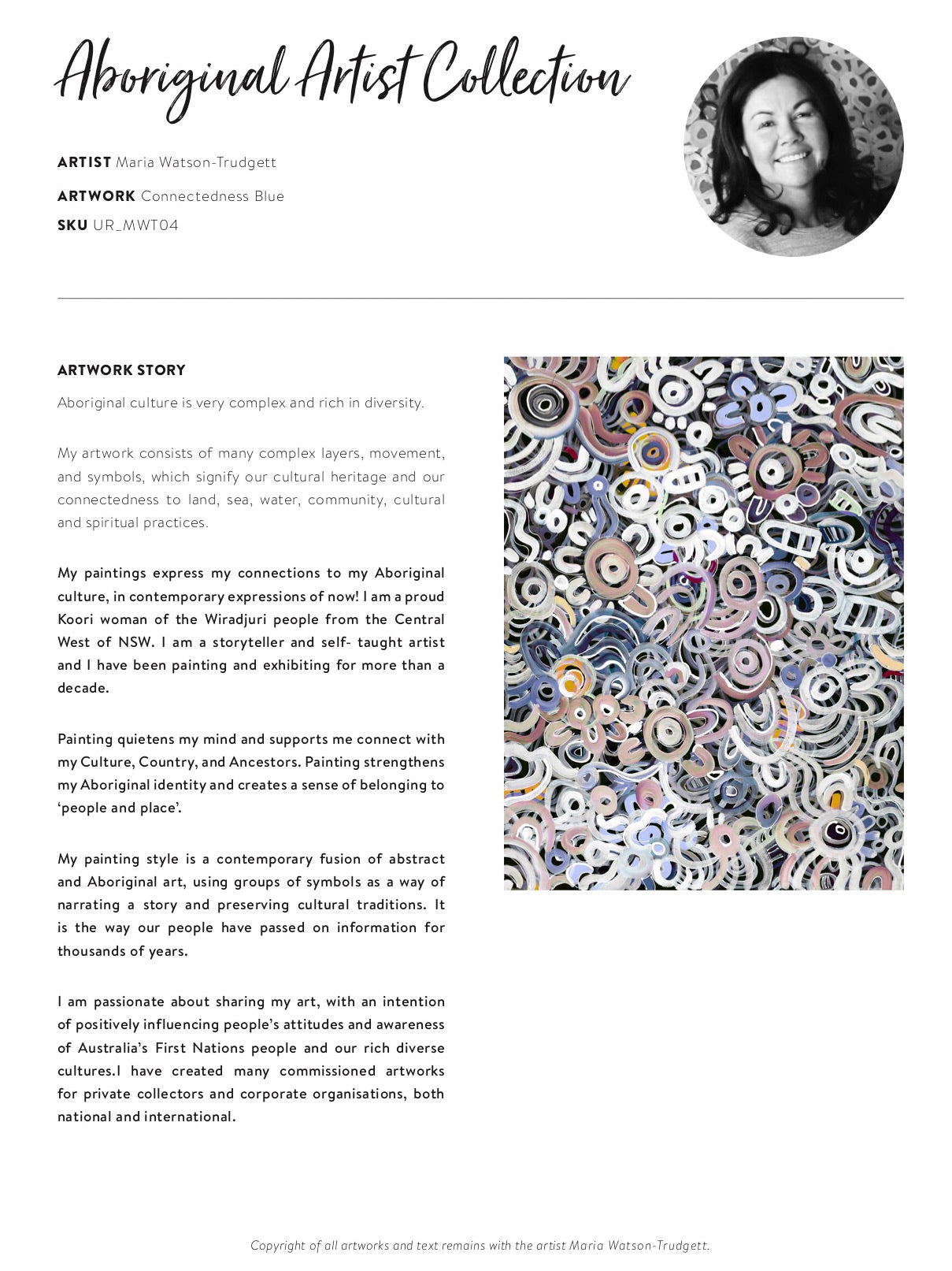 Connectedness Blue Canvas Aboriginal Art Print - Maria Watson-Trudgett