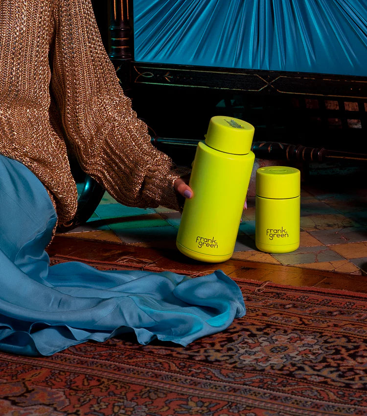 Frank Green 34oz / 1000ml Ceramic Straw Lid Bottle - Neon Yellow