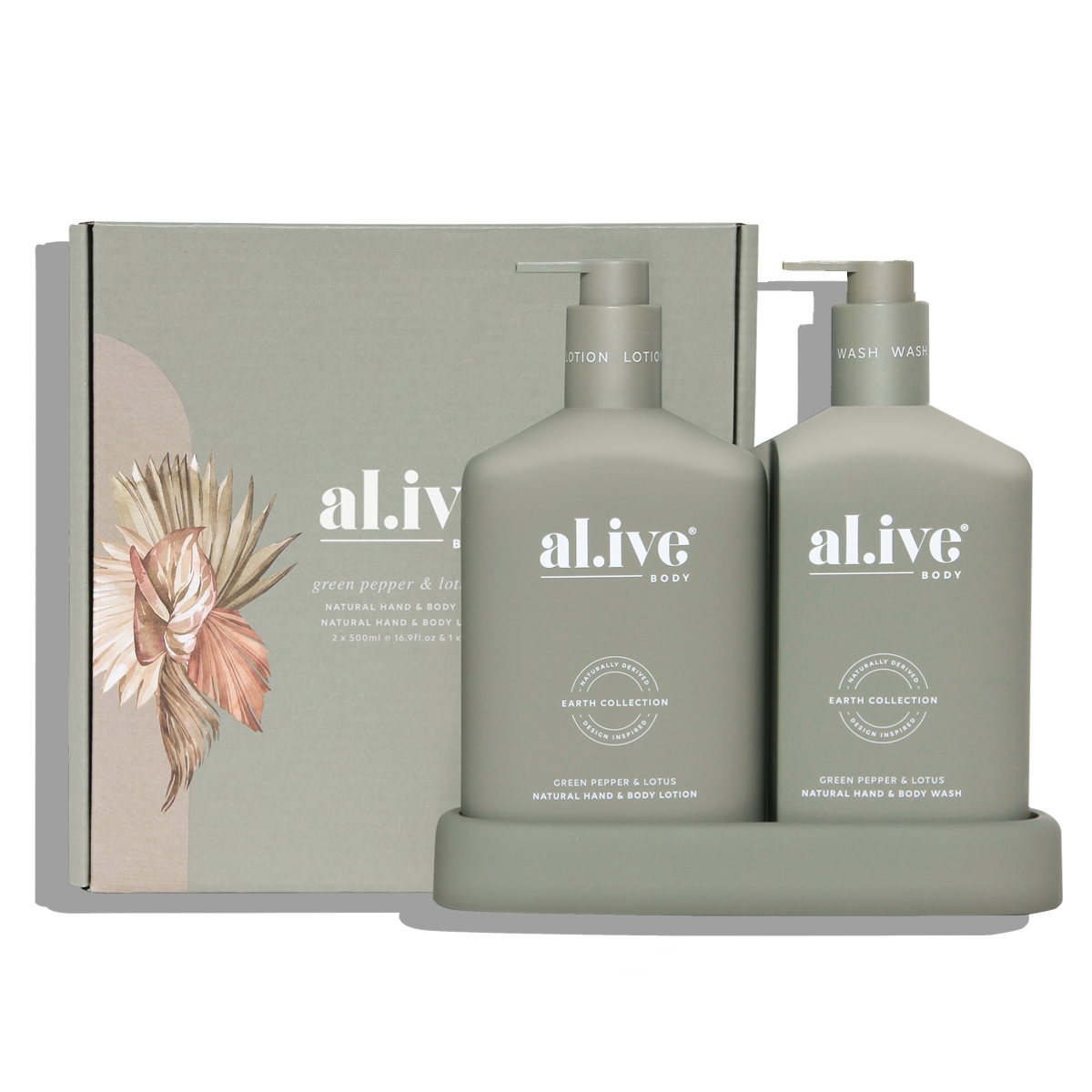Al.ive Wash & Lotion Duo + Tray - Green Pepper & Lotus