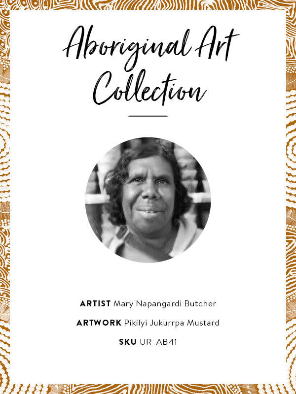Pikilyi Jukurrpa Mustard Canvas Aboriginal Art Print- Mary Napangardi Butcher
