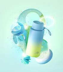 Frank Green 34oz / 1000ml Ceramic Straw Lid Bottle - Gradient Sky Blue / Pistachio