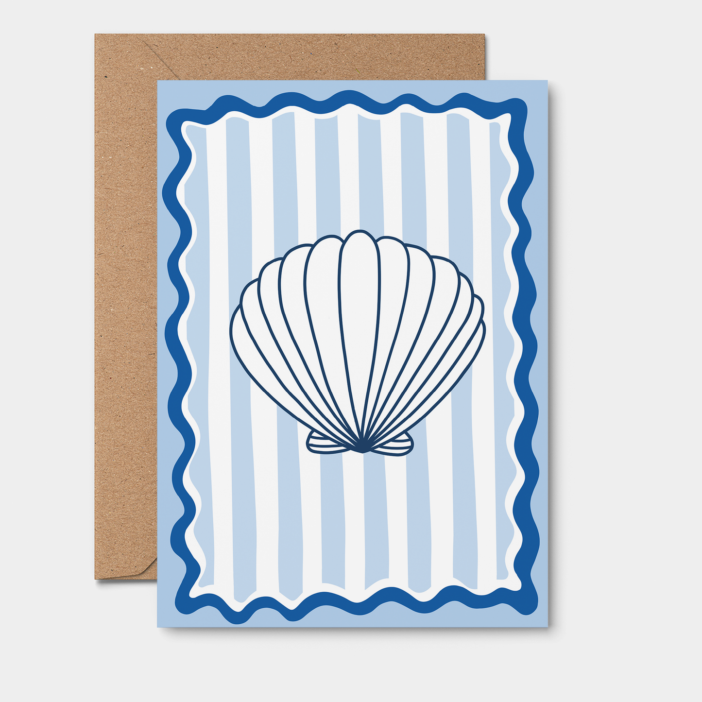 Quokka the Rocker - Blue Shell with stripes GREETING CARD wavy border