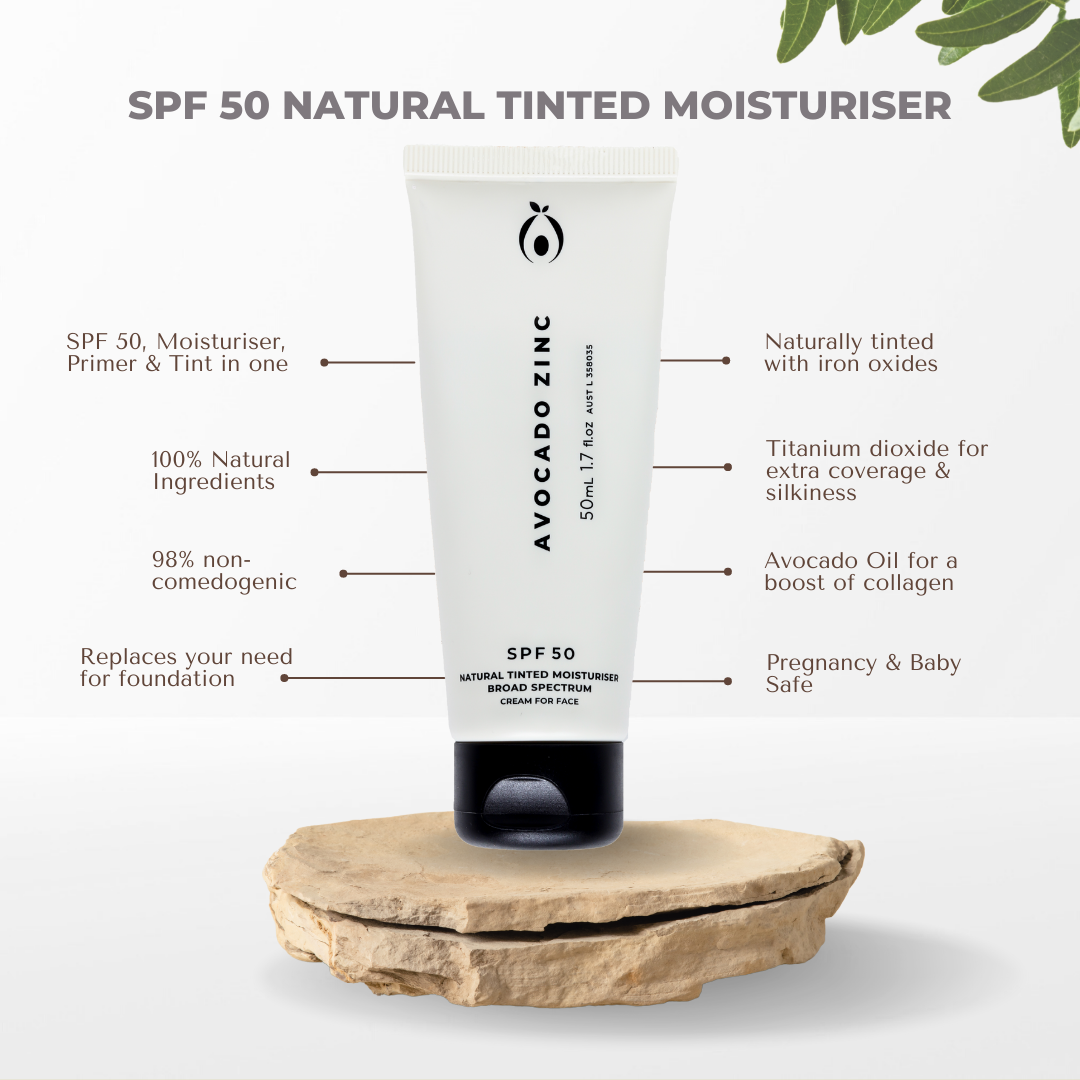 Avocado Zinc - SPF 50 Natural Tinted Moisturiser - Medium-Dark