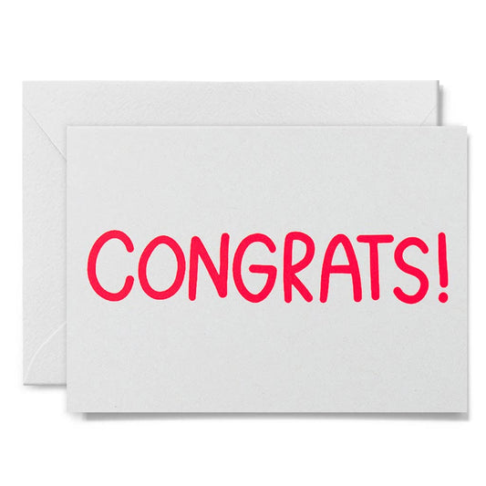 Me & Amber - CONGRATS! - various colours: Neon coral on white card / Wholesale