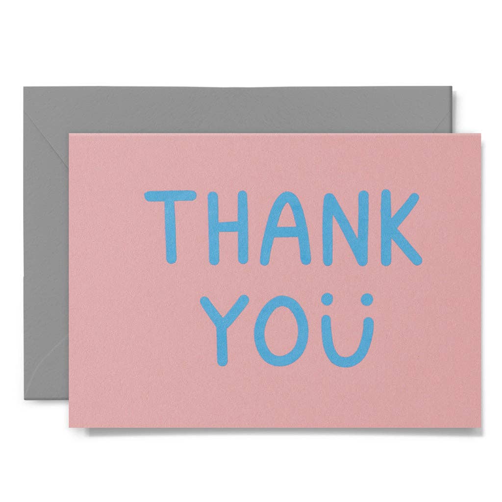 Me & Amber - THANK YOU SMILE - various colours: Sky blue on pink card / Wholesale