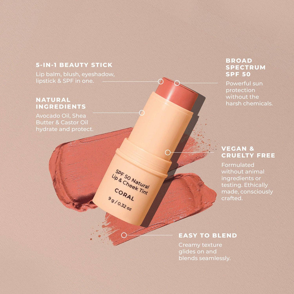 Avocado Zinc - SPF 50 Natural Lip & Cheek Tint: Red Earth