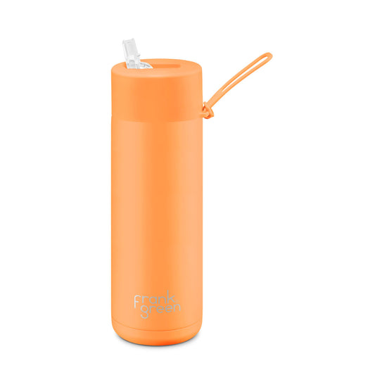 Frank Green 20oz / 595ml Ceramic Straw Lid Bottle - Neon Orange