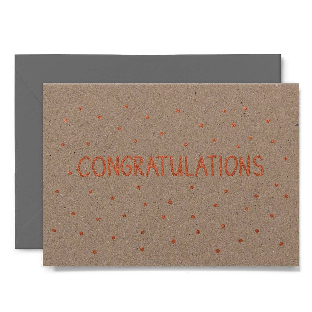 Me & Amber - CONFETTI CONGRATS - various colours: Neon coral on white card / Wholesale