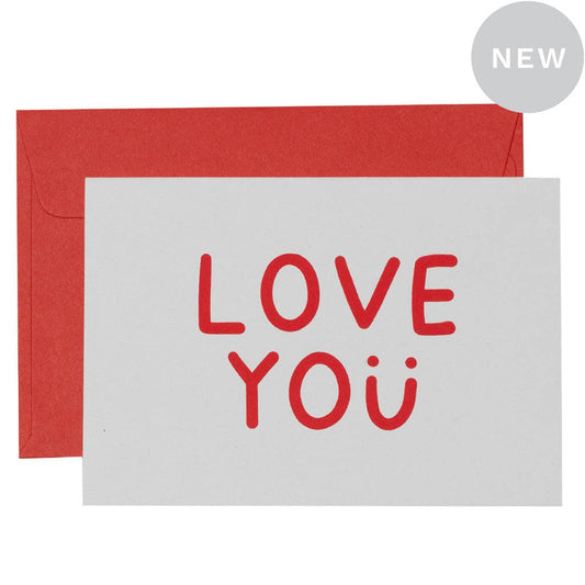 Me & Amber - LOVE YOU SMILE - various colours: Red on white card