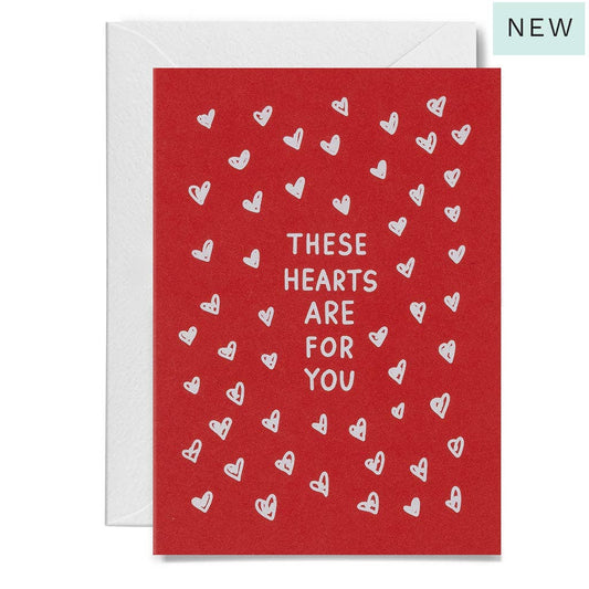 Me & Amber - HEARTS FOR YOU - various colours: White on red card / Wholesale