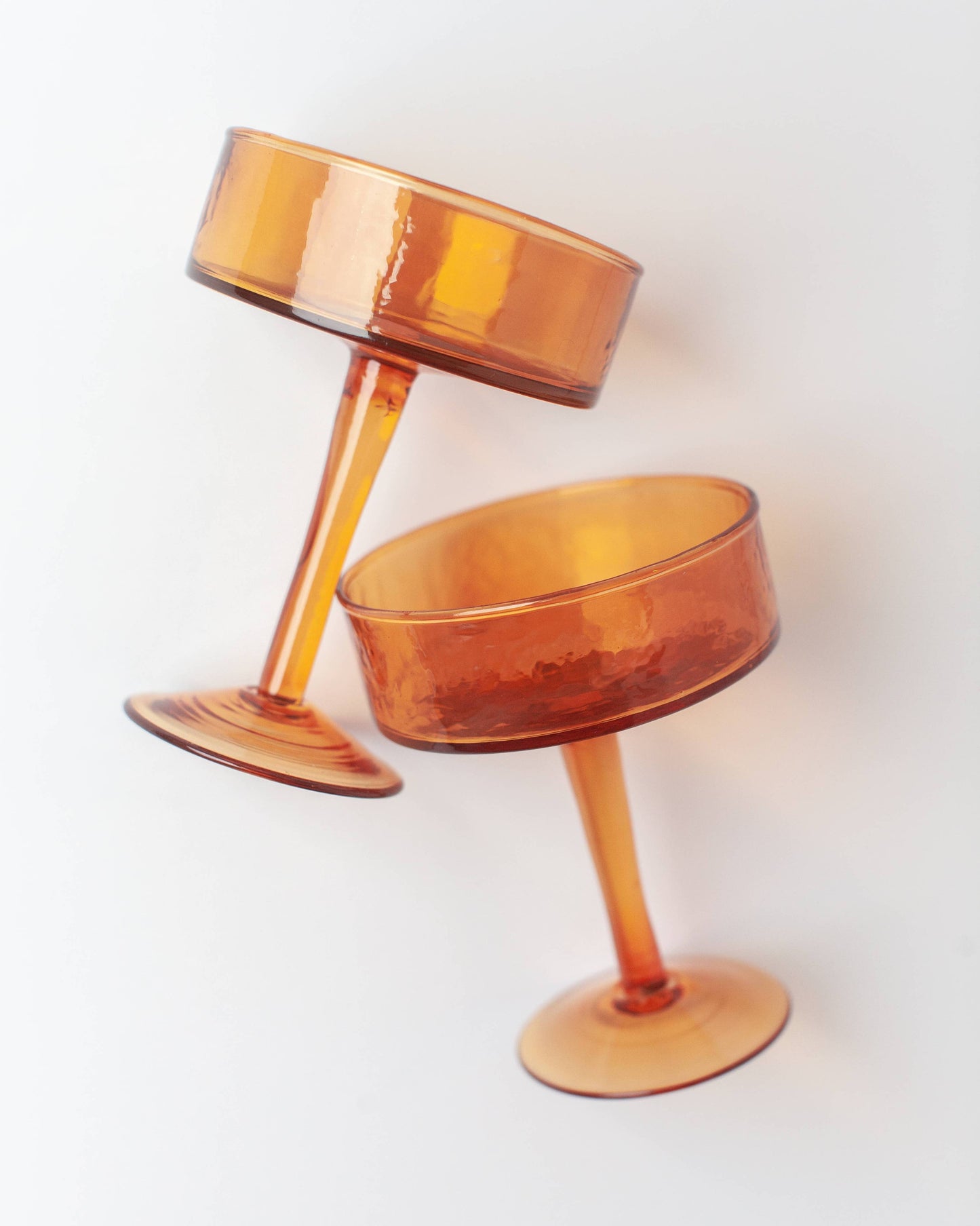 Creative Women Australia - Handblown Hammered Coupe Cocktail Glass Pair: Blush