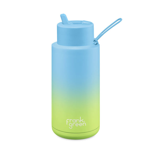 Frank Green 34oz / 1000ml Ceramic Straw Lid Bottle - Gradient Sky Blue / Pistachio