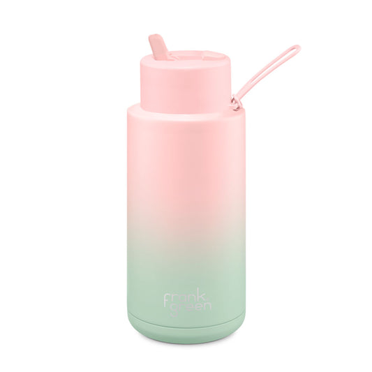 Frank Green 34oz / 1000ml Ceramic Straw Lid Bottle - Gradient Blushed / Mint Gelato