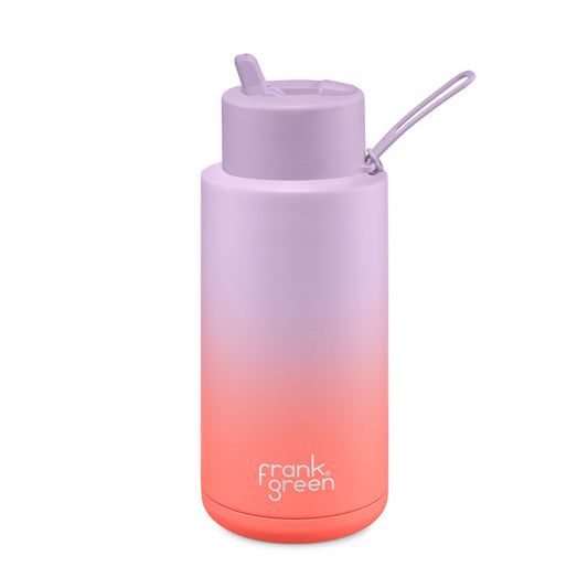 Frank Green 34oz / 1000ml Ceramic Straw Lid Bottle - Gradient Lilac Haze / Living Coral