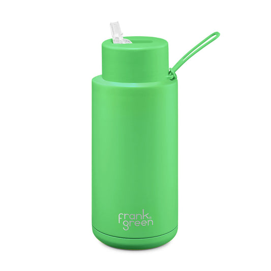 Frank Green 34oz / 1000ml Ceramic Straw Lid Bottle - Neon Green