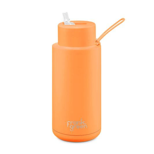 Frank Green 34oz / 1000ml Ceramic Straw Lid Bottle - Neon Orange