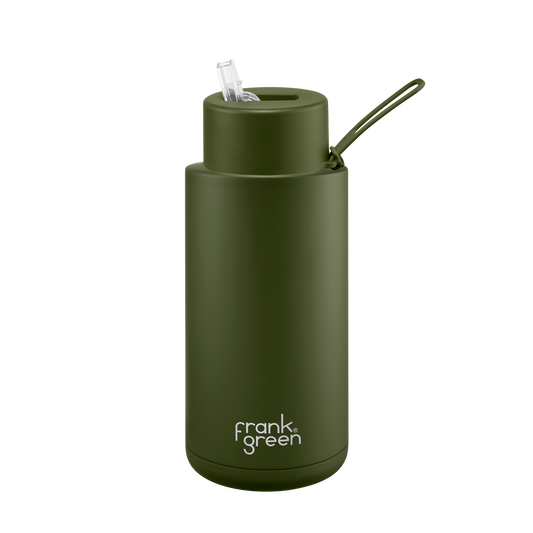 Frank Green 34oz / 1000ml Ceramic Straw Lid Bottle - Khaki