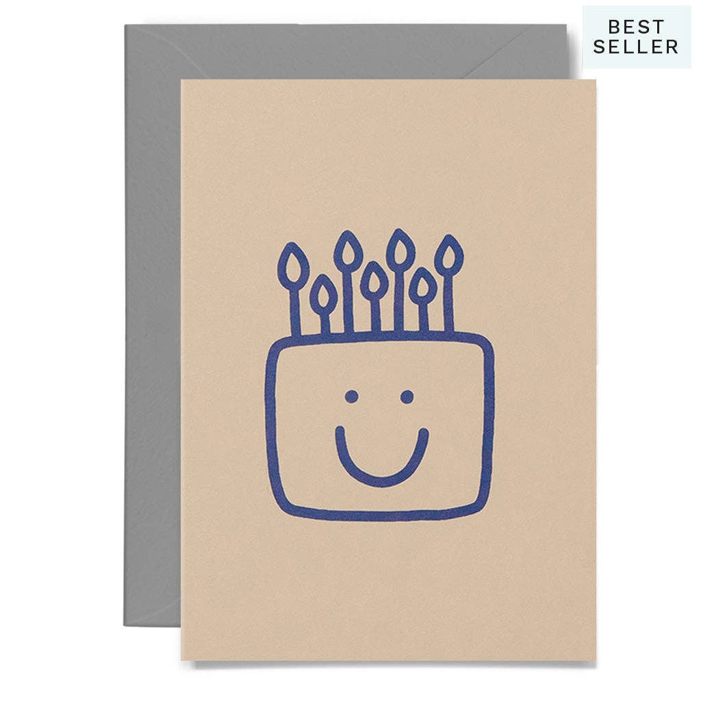 Me & Amber - SMILEY CAKE - various colours: Neon pink on blush card / Wholesale
