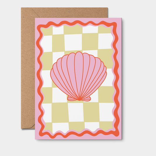 Quokka the Rocker - Pink Wavy Shell Plain GREETING CARD