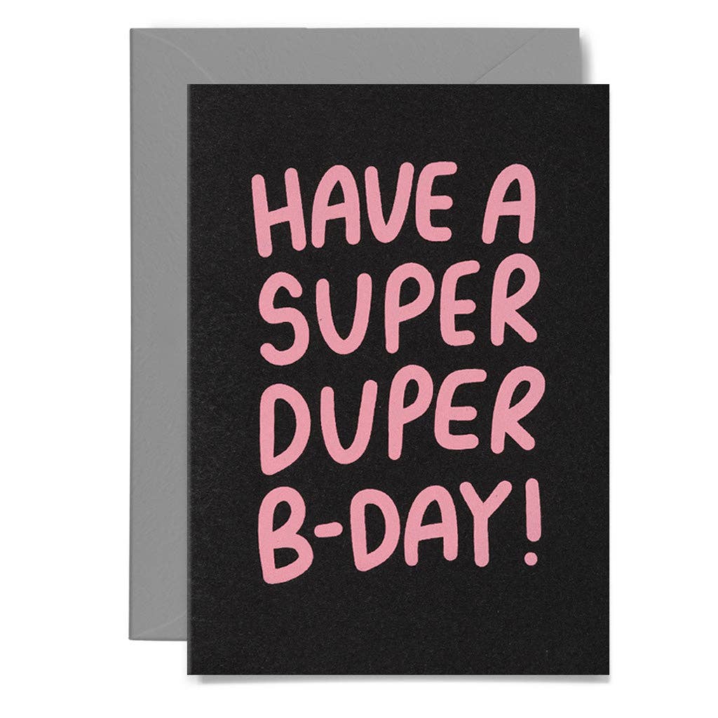 Me & Amber - SUPER DUPER BIRTHDAY - various colours: Neon pink on white card / Wholesale