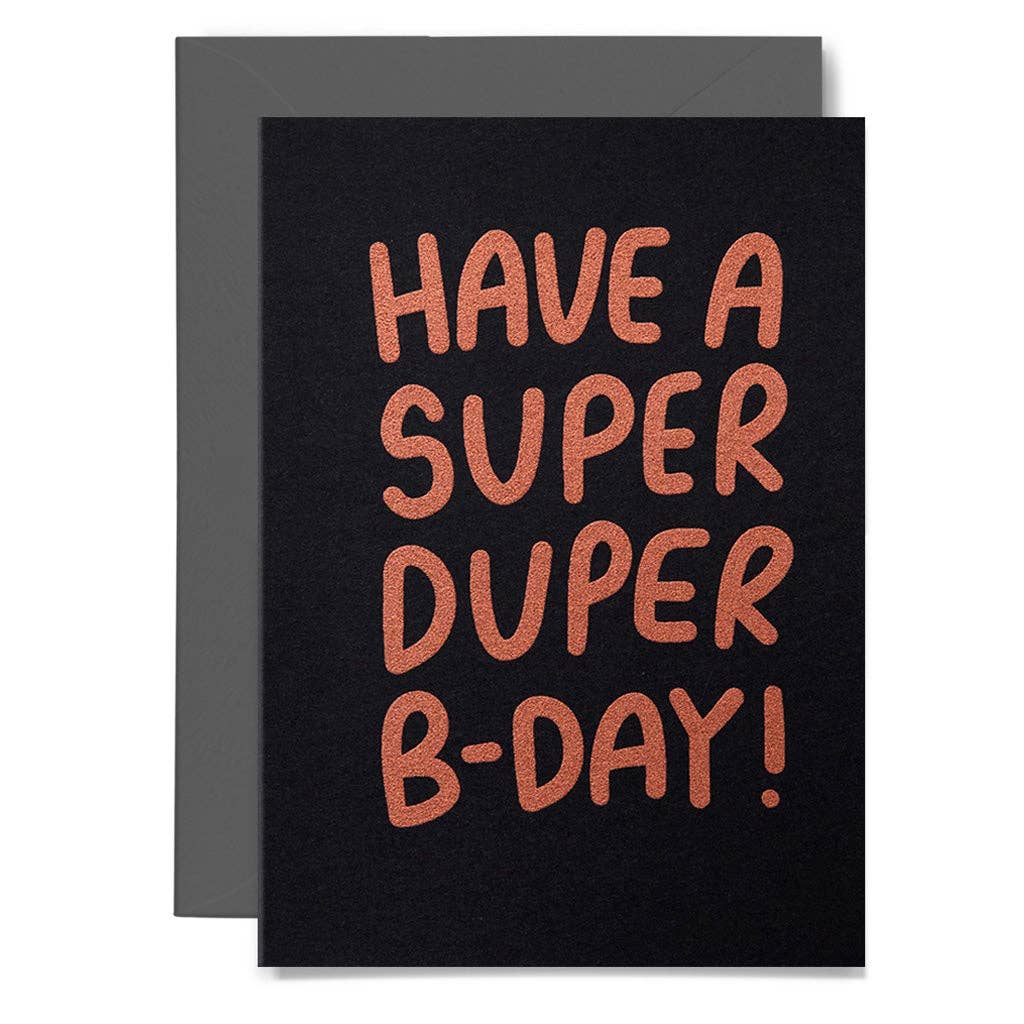 Me & Amber - SUPER DUPER BIRTHDAY - various colours: Neon pink on white card / Wholesale