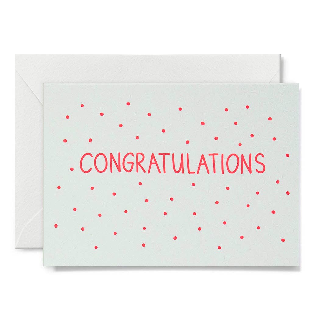 Me & Amber - CONFETTI CONGRATS - various colours: Neon coral on white card / Wholesale