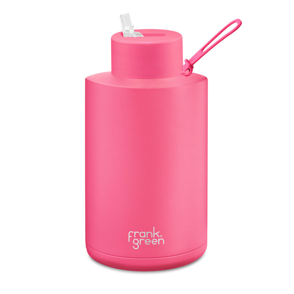 Frank Green 68oz / 2L Ceramic Straw Lid Bottle - Neon Pink