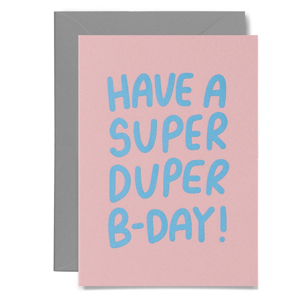 Me & Amber - SUPER DUPER BIRTHDAY - various colours: Neon pink on white card / Wholesale