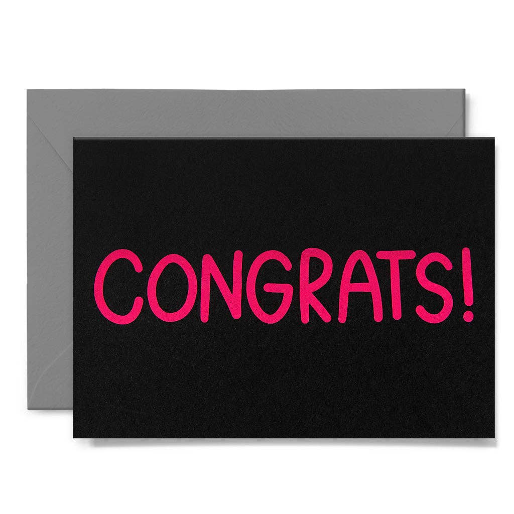 Me & Amber - CONGRATS! - various colours: Neon coral on white card / Wholesale