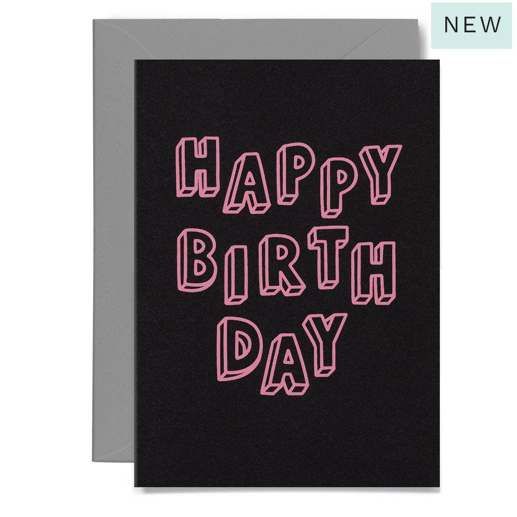 Me & Amber - 3D BIRTHDAY - various colours: Neon coral on white card / Wholesale