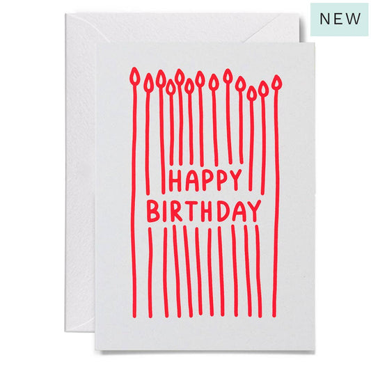 Me & Amber - BIRTHDAY CANDLES - various colours: Neon coral on white card / Wholesale