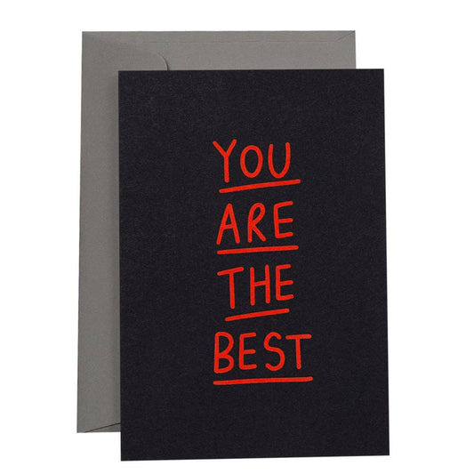 Me & Amber - YOU ARE THE BEST - Various Colours Friendship Card: Neon coral on black card