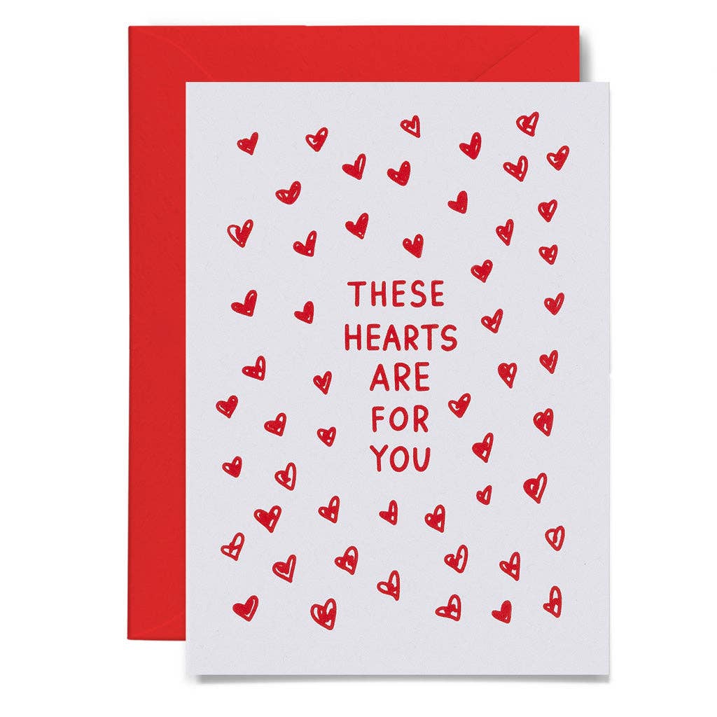 Me & Amber - HEARTS FOR YOU: Red on white card / Wholesale