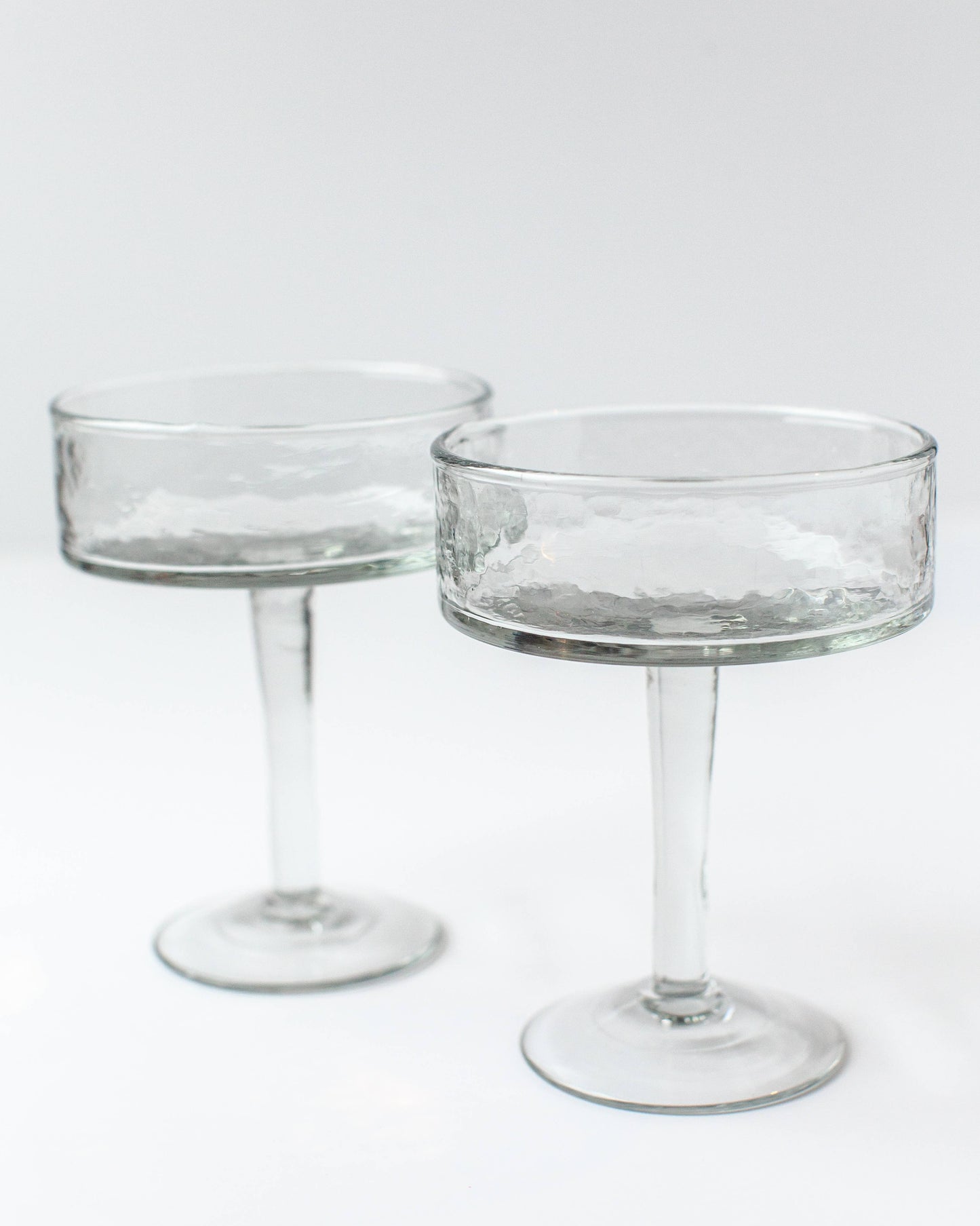 Creative Women Australia - Handblown Hammered Coupe Cocktail Glass Pair: Clear