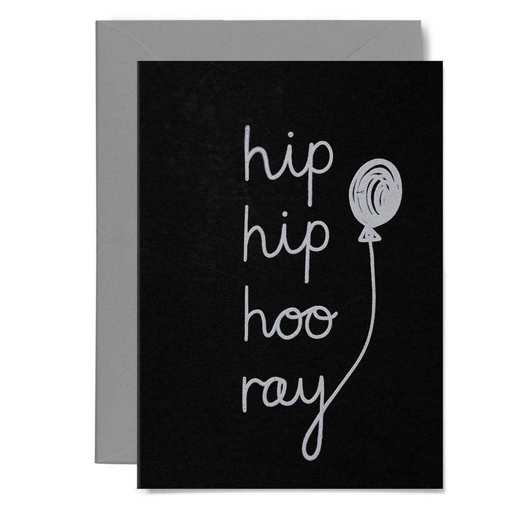 Me & Amber - HIP HIP HOORAY - various colours: White on black card / Wholesale