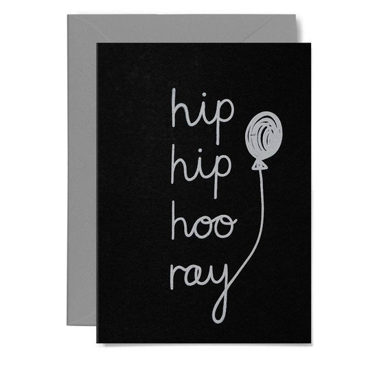 Me & Amber - HIP HIP HOORAY - various colours: White on black card / Wholesale