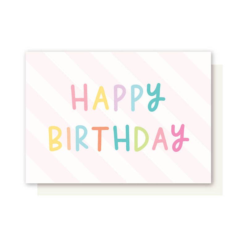 Elly Oak - PINK STRIPES BIRTHDAY CARD