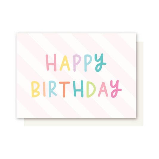 Elly Oak - PINK STRIPES BIRTHDAY CARD