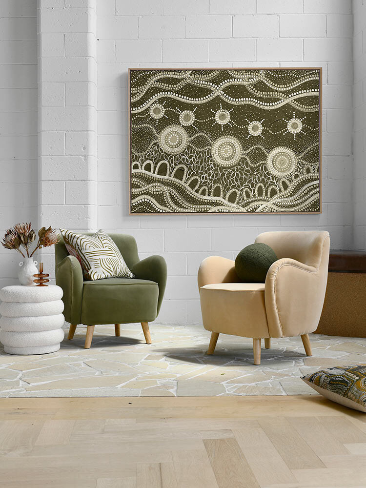 Murriyang Deep Green Canvas Aboriginal Art Print - Amanda Hinkelmann