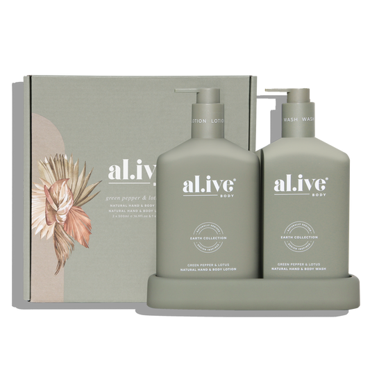 Al.ive Wash & Lotion Duo + Tray - Green Pepper & Lotus