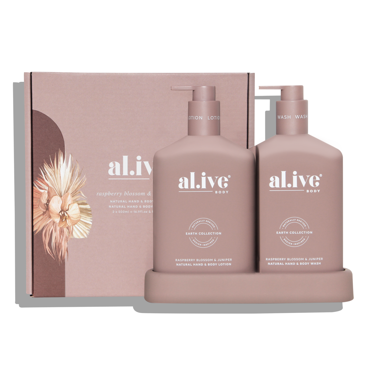 Al.ive Wash & Lotion Duo + Tray - Raspberry Blossom & Juniper