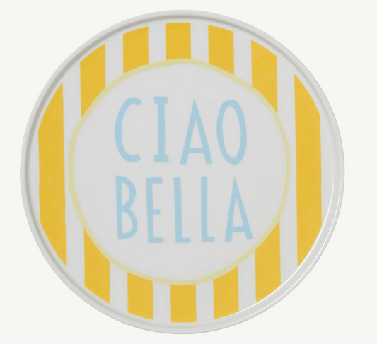 In The Round House - Yellow Stripe Ciao Bella Plate