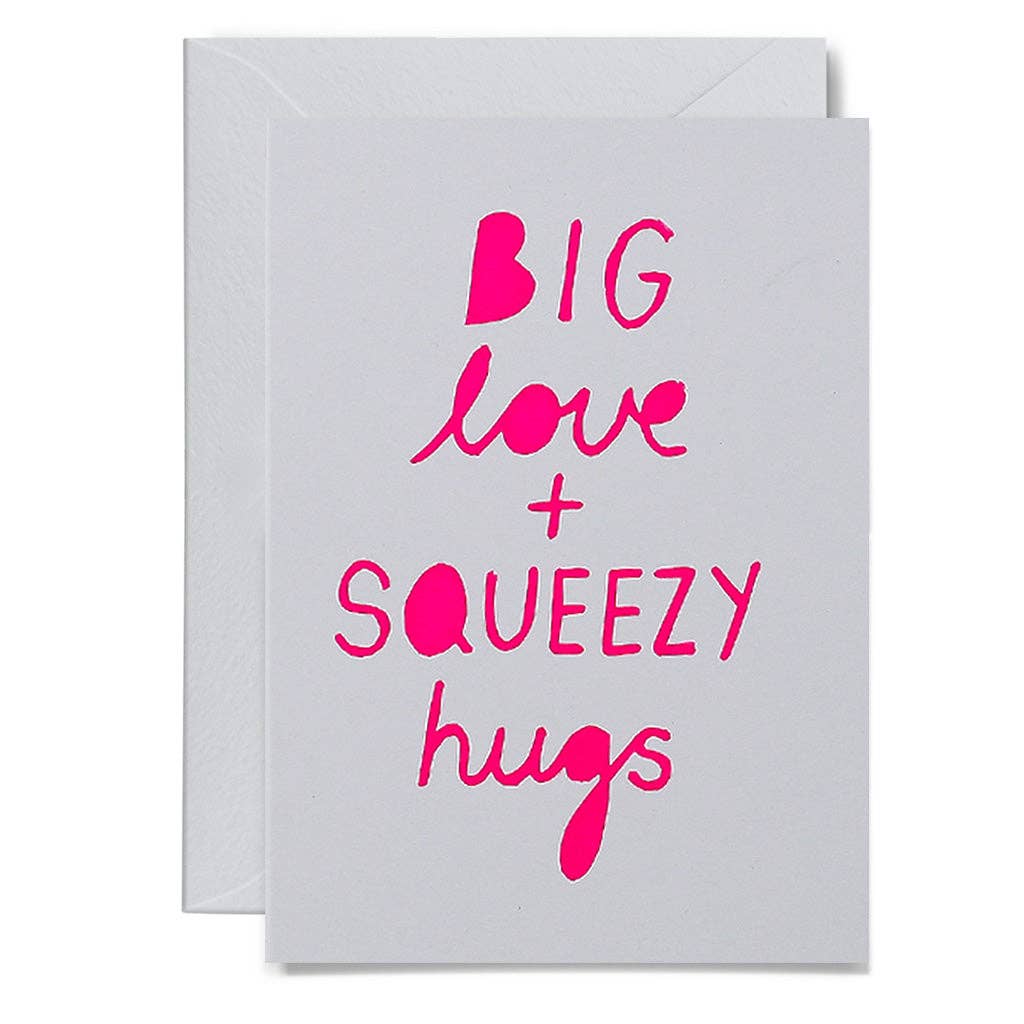 Me & Amber - SQUEEZY HUGS - various colours: Neon pink on white card / Wholesale