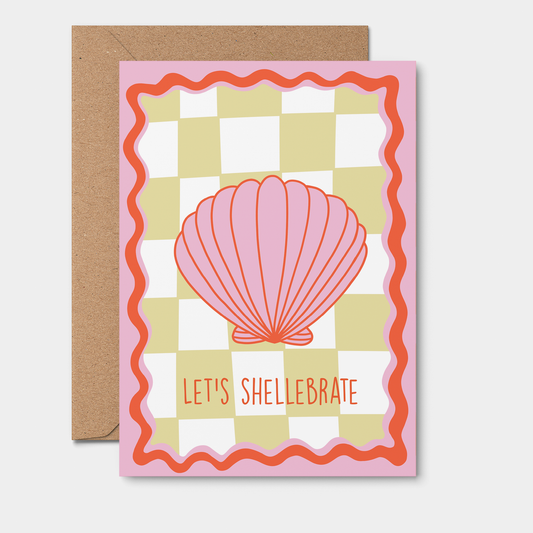 From Rosalie - Let’s Shellebrate GREETING CARD Pink Wavy Shell Plain