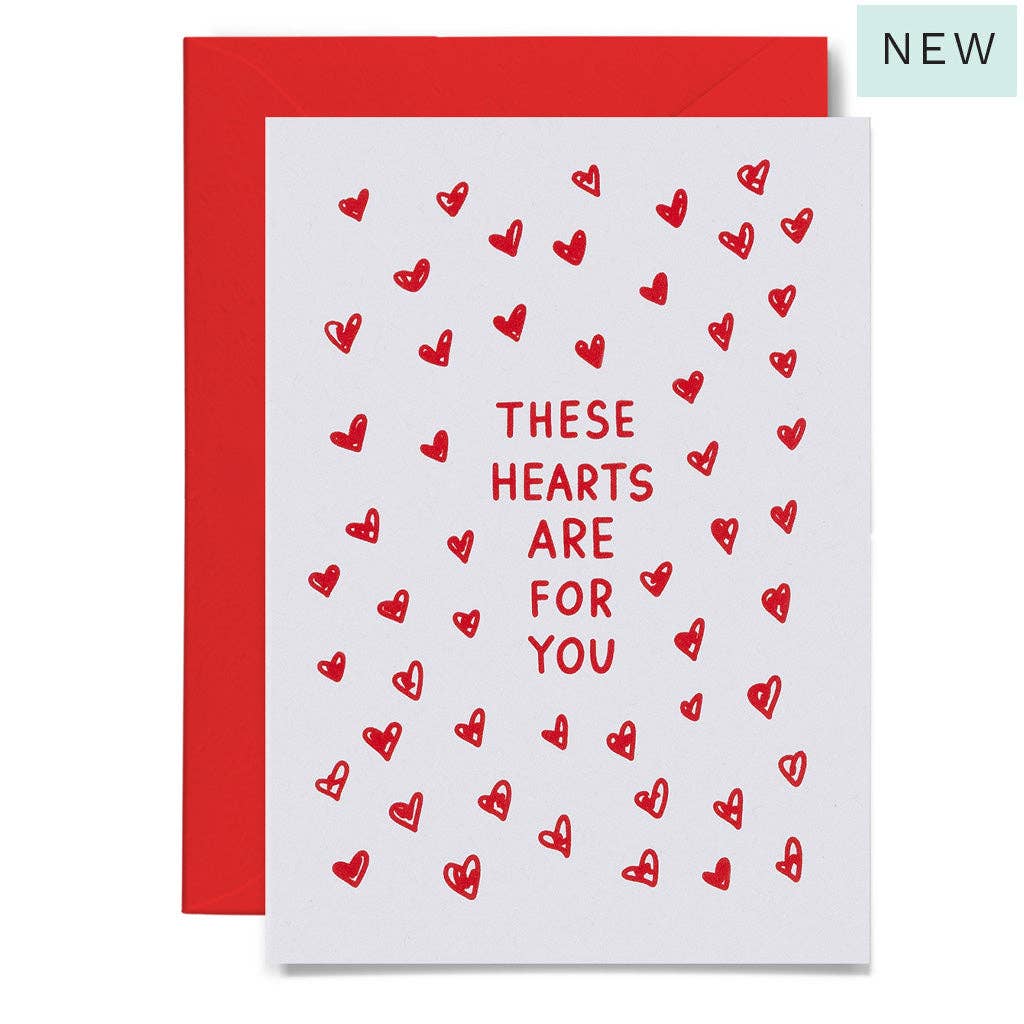 Me & Amber - HEARTS FOR YOU - various colours: White on red card / Wholesale