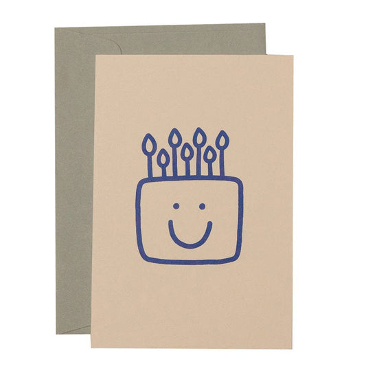 Me & Amber - SMILEY CAKE - various colours: Cobalt on blush card / Wholesale